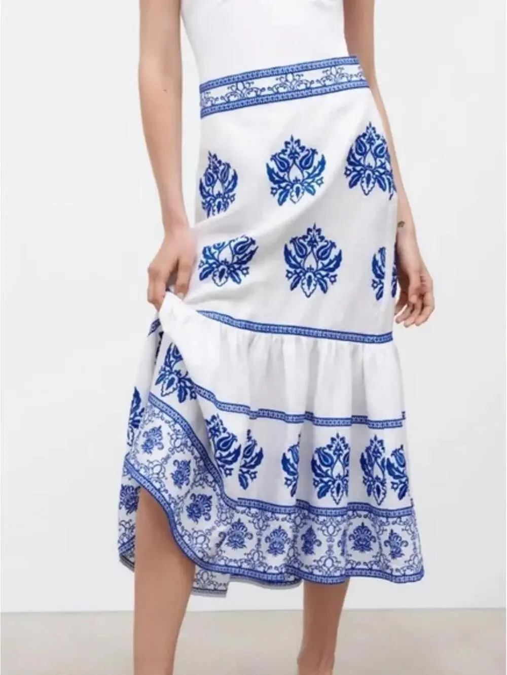 Zara embroidered midi